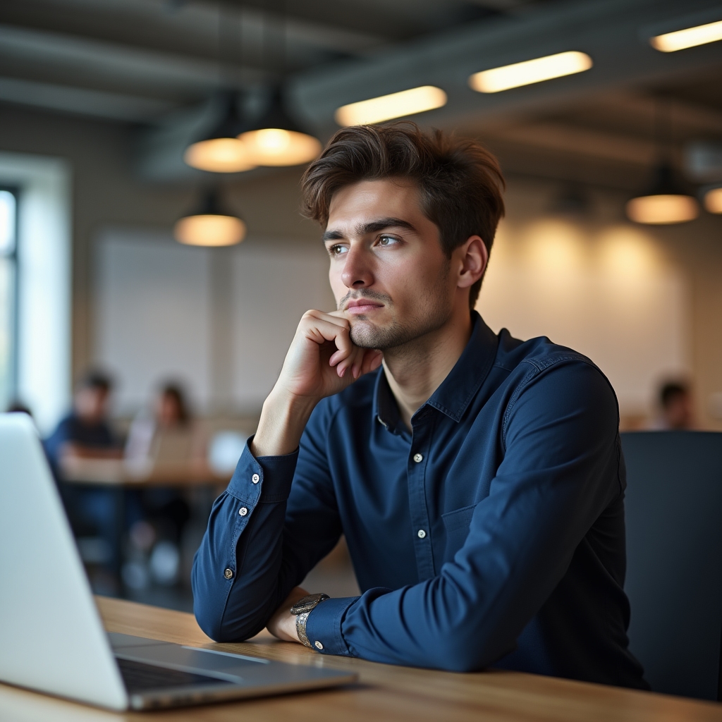 Profesional joven esperando su oportunidad en la oficina
